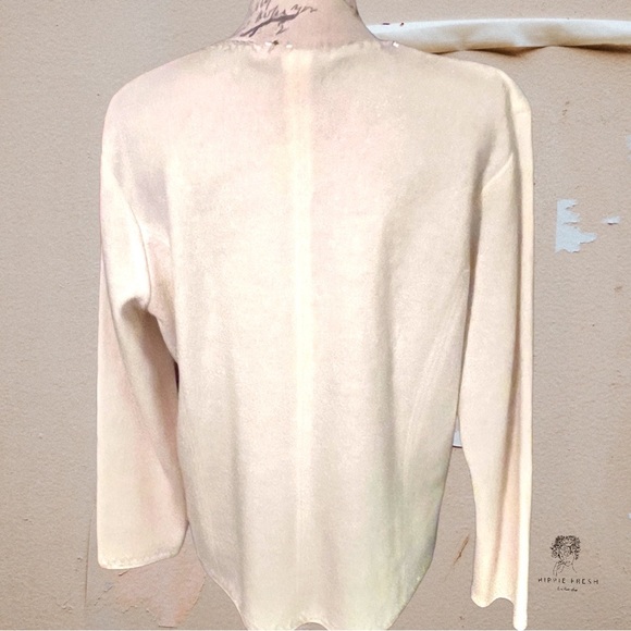 Nygard Collection Sparkling Embellished Full Zip Boiled Wool Cream Cardigan L - Picture 9 of 11